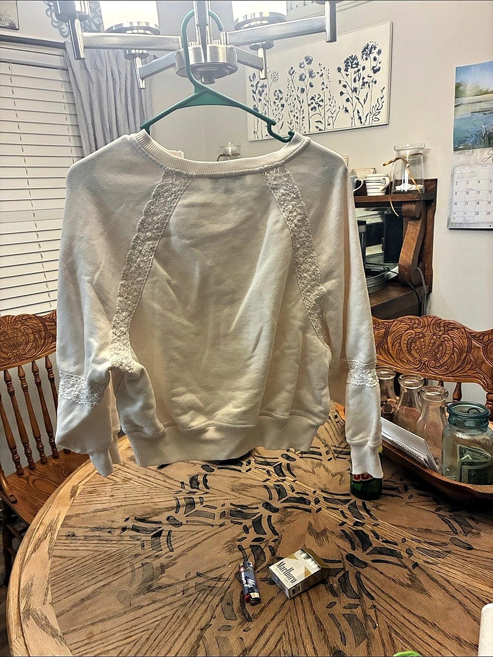 francesca's Lace Detail Sweatshirt in White Size XS NWT